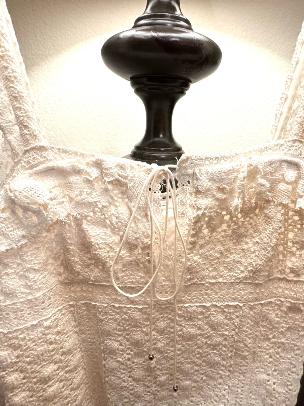 Free People Ivory Lace Crochet Peasant Top